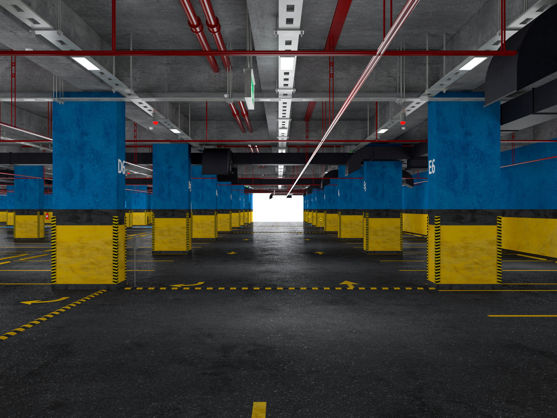 Car Underground Parking 3D model_3