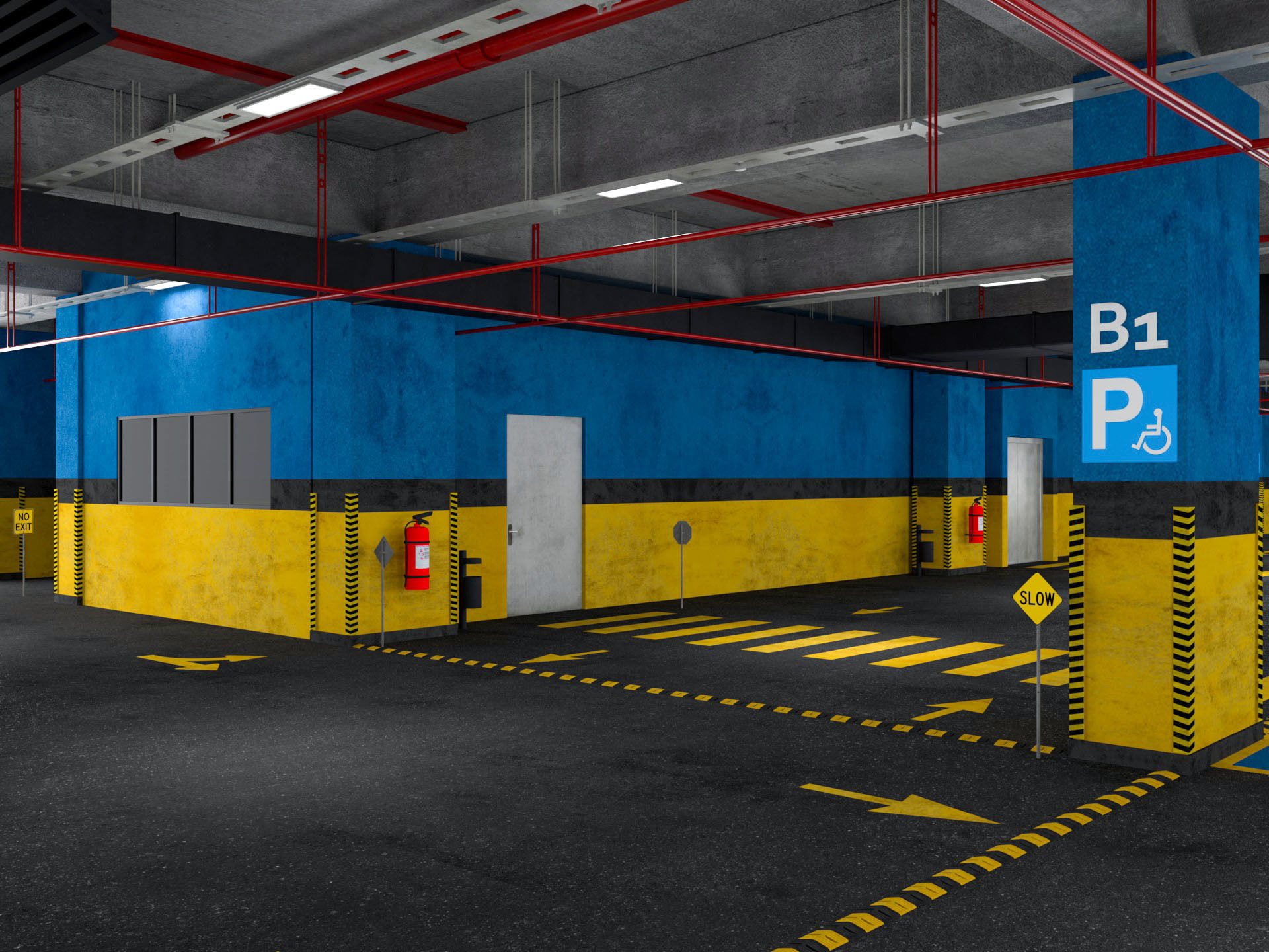 Car Underground Parking 3D model_8