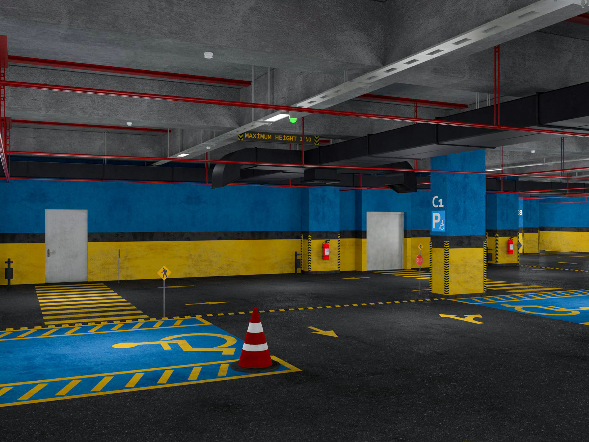 Car Underground Parking 3D model_5