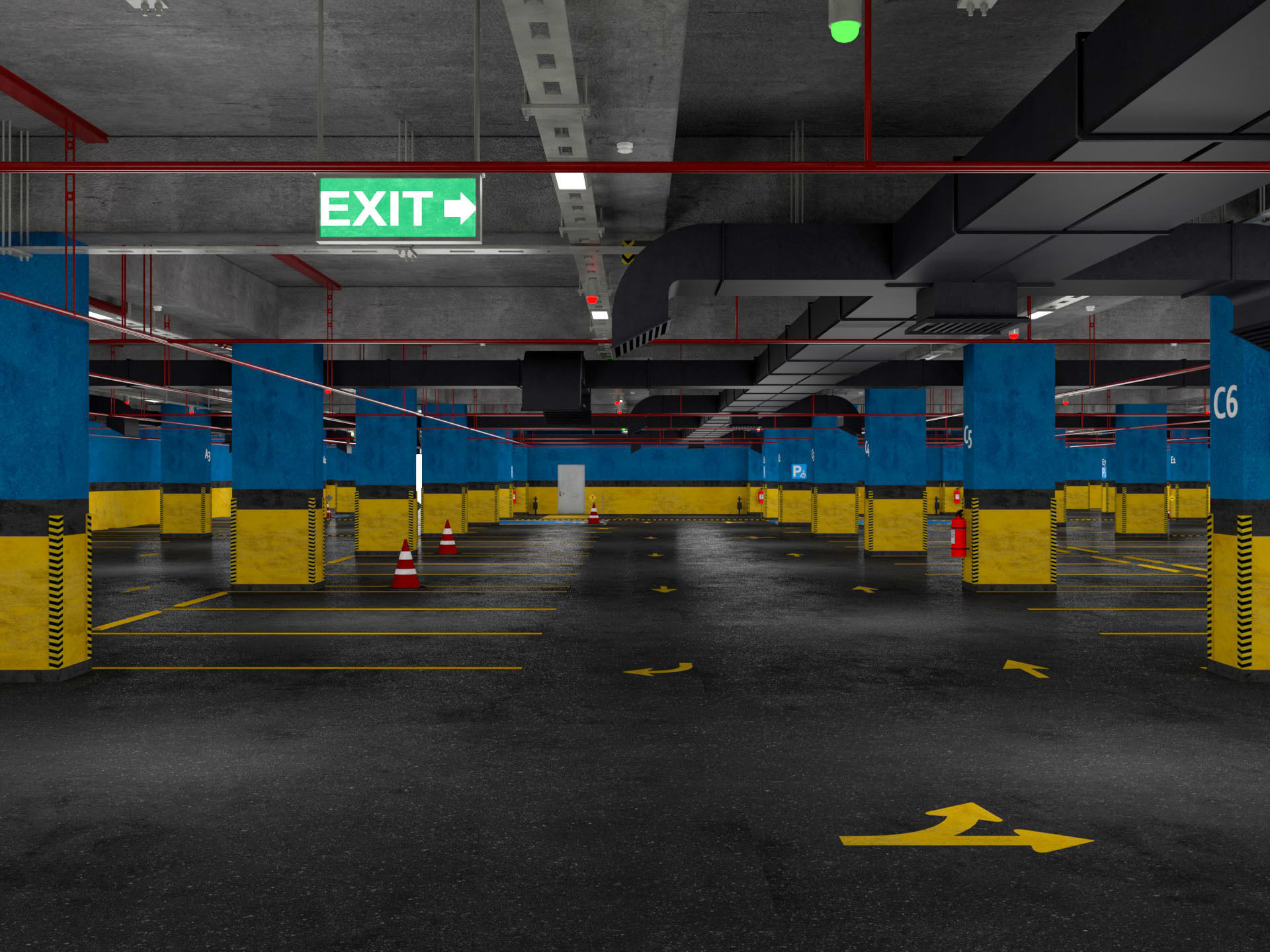 Car Underground Parking 3D model_2