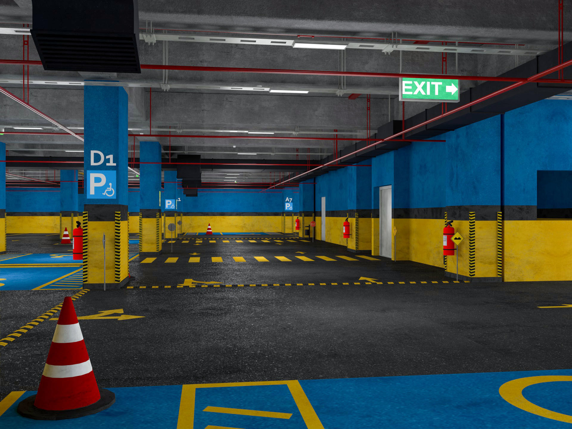 Car Underground Parking 3D model_7