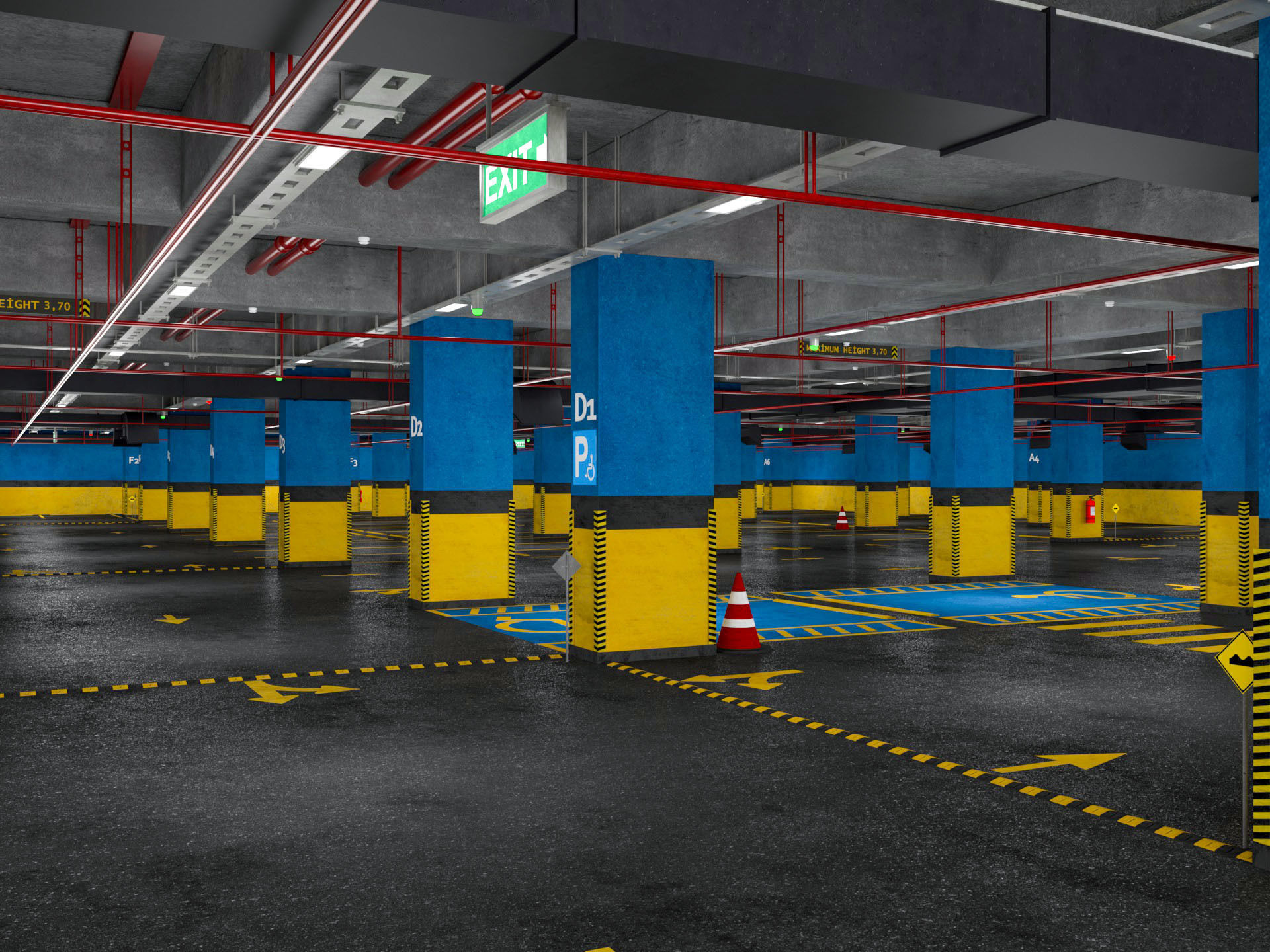 Car Underground Parking 3D model_6