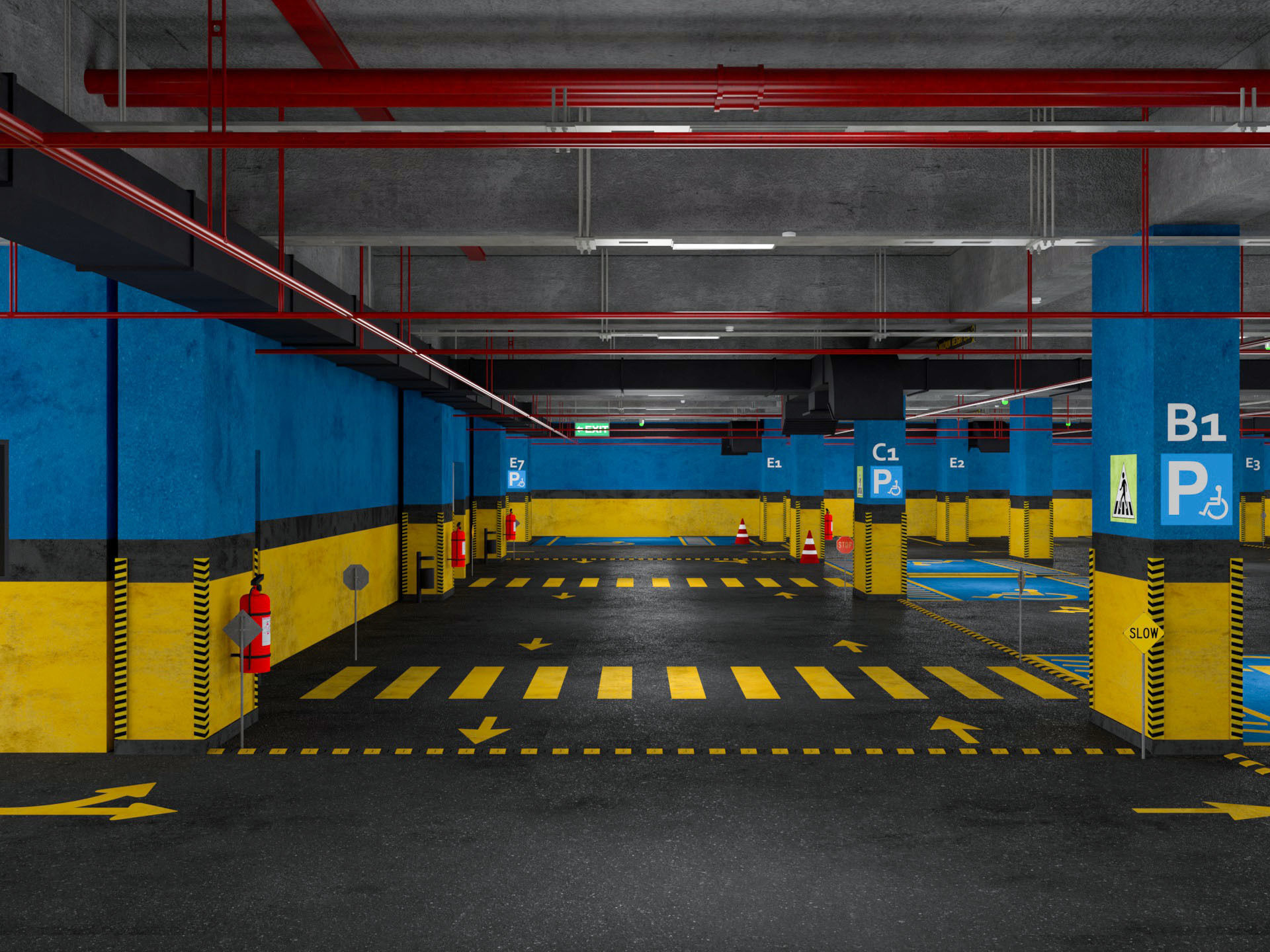 Car Underground Parking 3D model_9