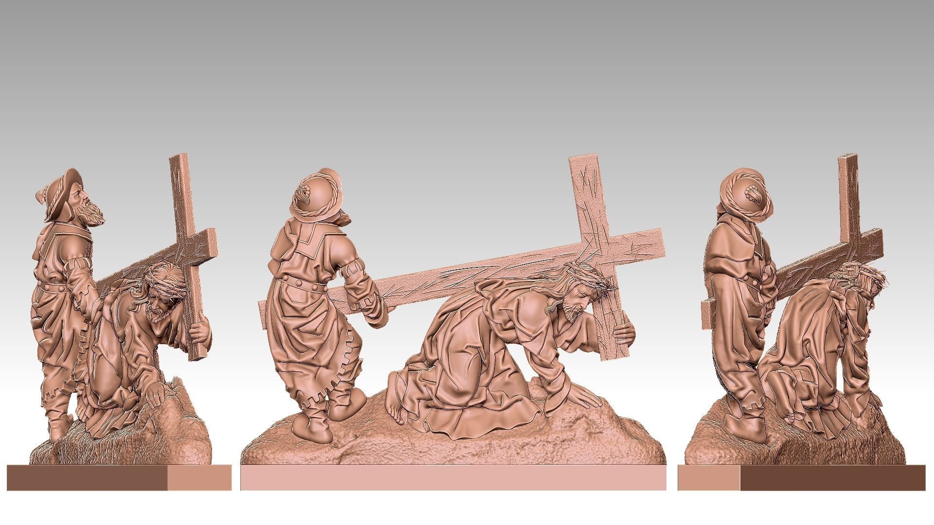 Jesus Christ Carrying the Cross 3D print model_9