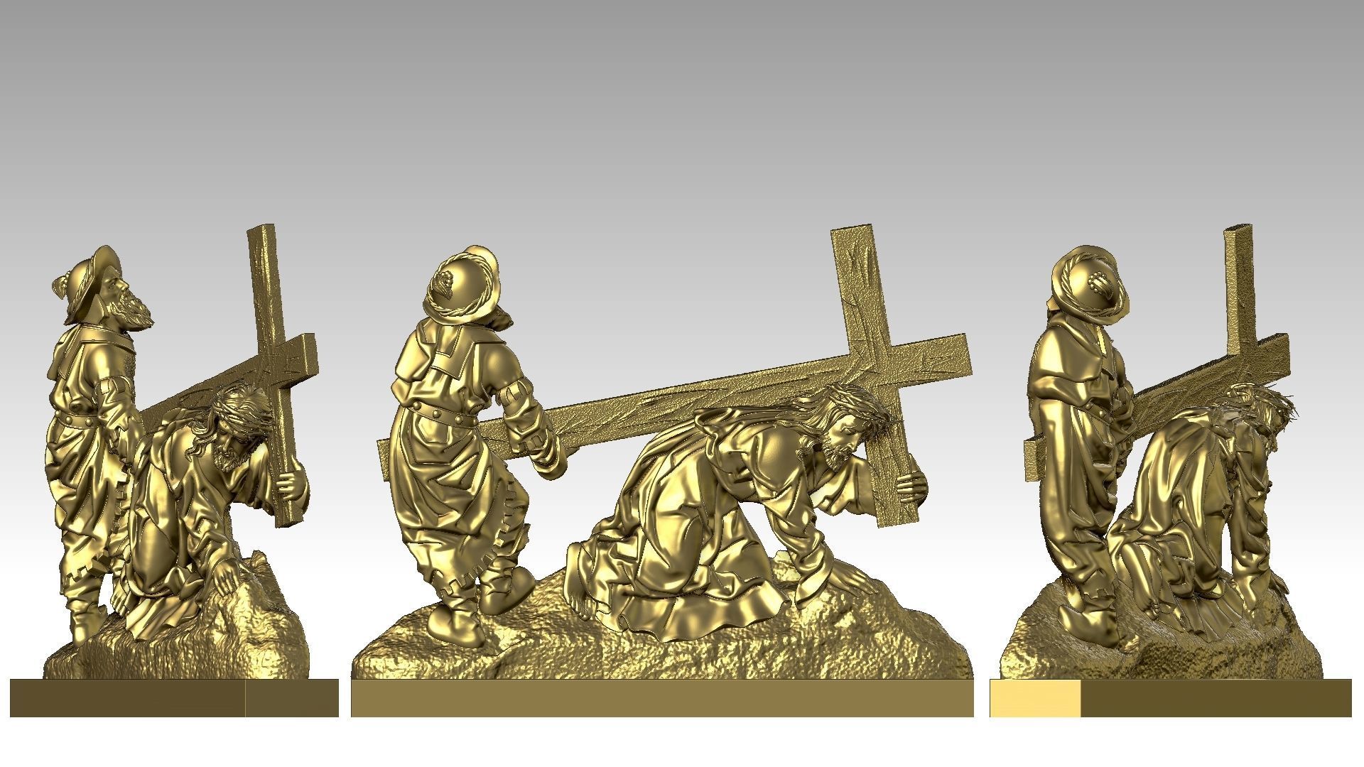 Jesus Christ Carrying the Cross 3D print model_10