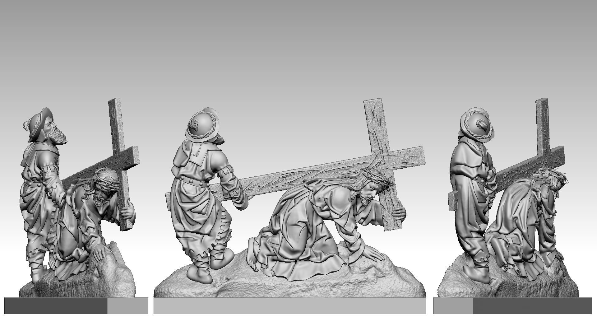 Jesus Christ Carrying the Cross 3D print model_1