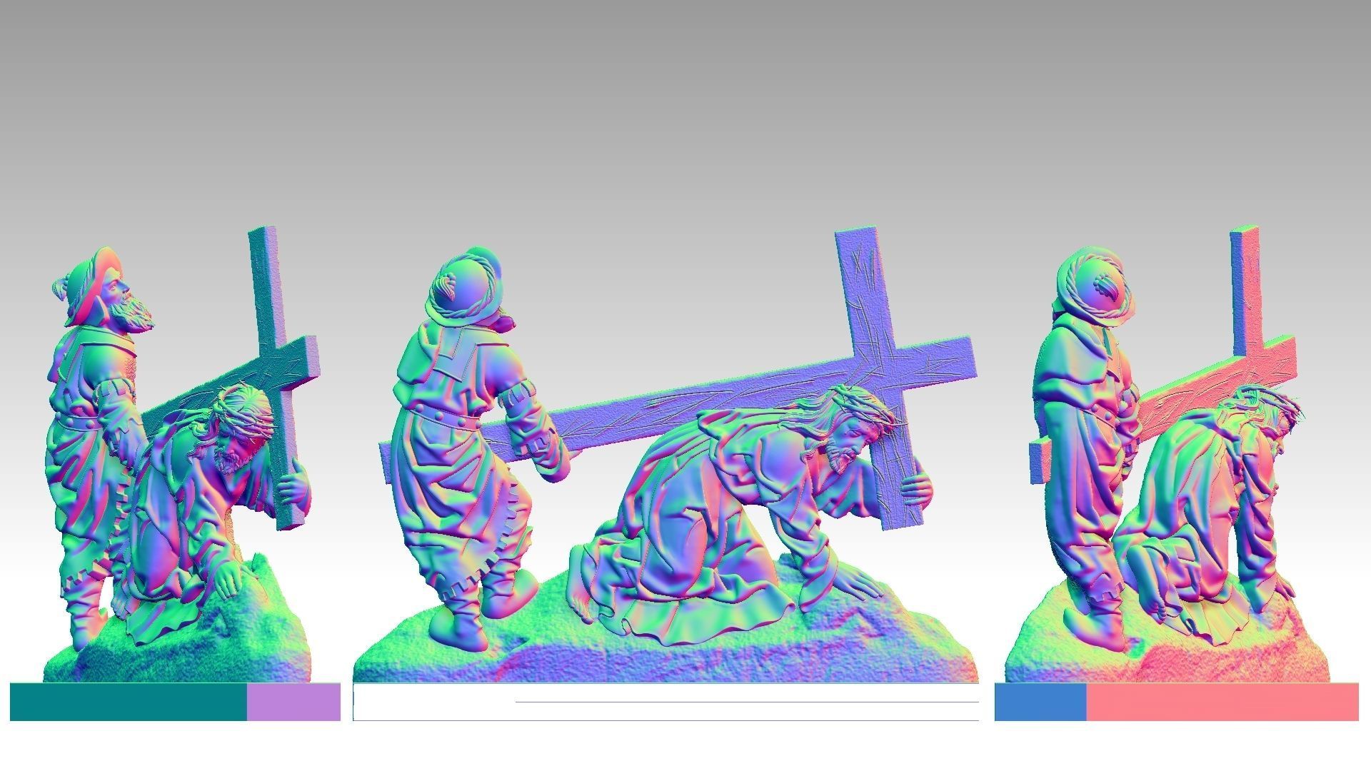 Jesus Christ Carrying the Cross 3D print model_2