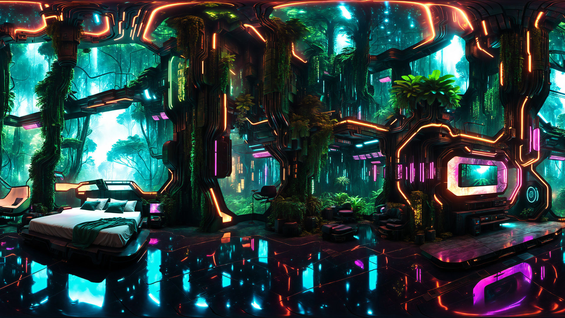 HDRI Cyberpunk Indoor Panoramas Low-poly 3D model_10