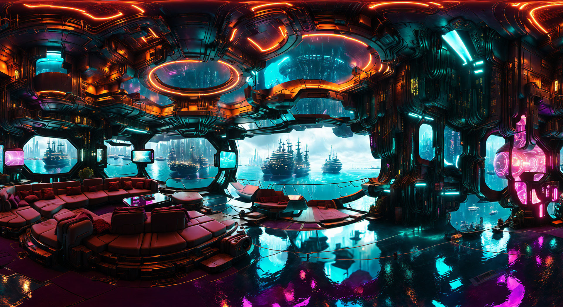 HDRI Cyberpunk Indoor Panoramas Low-poly 3D model_12