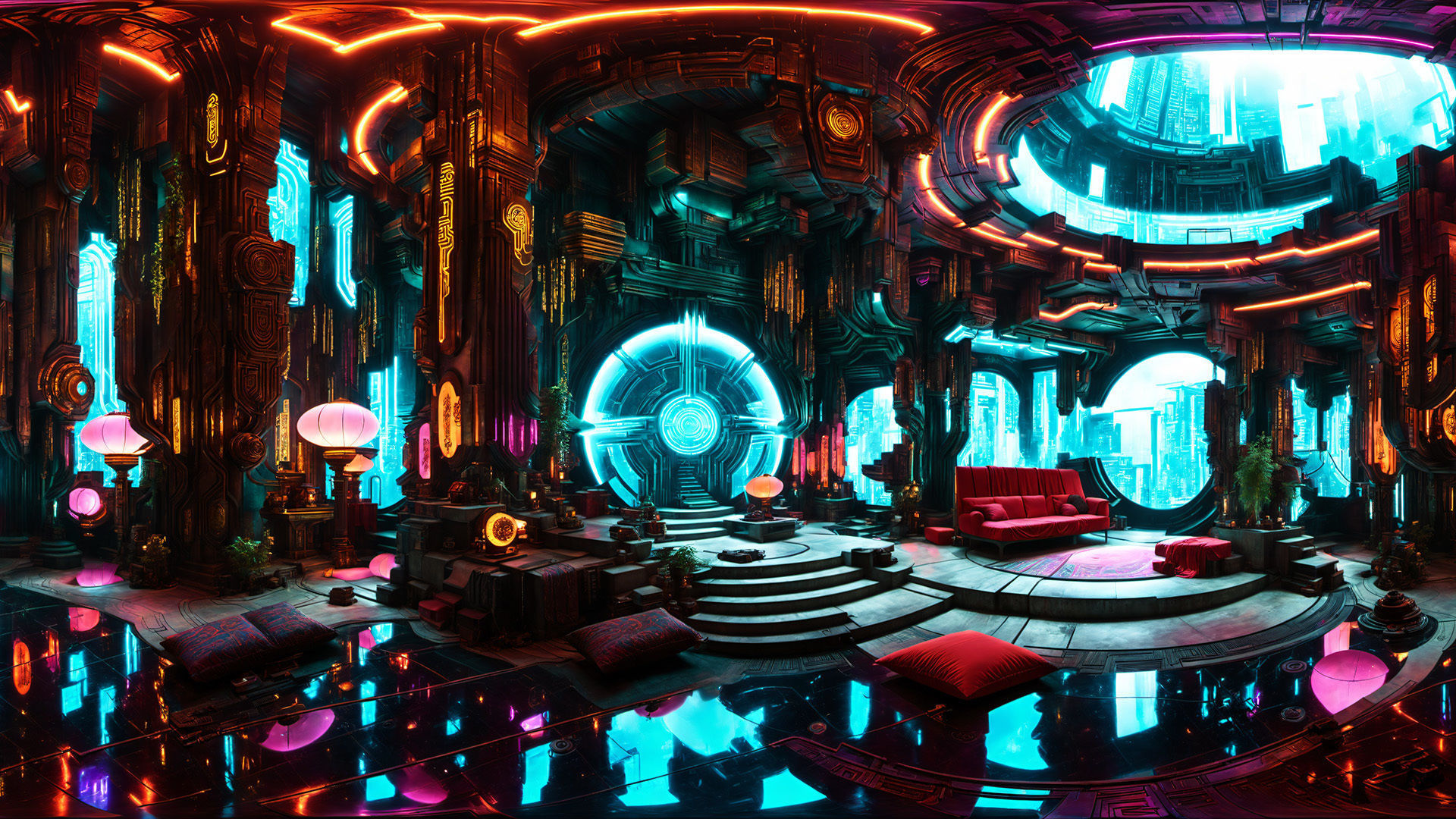 HDRI Cyberpunk Indoor Panoramas Low-poly 3D model_14
