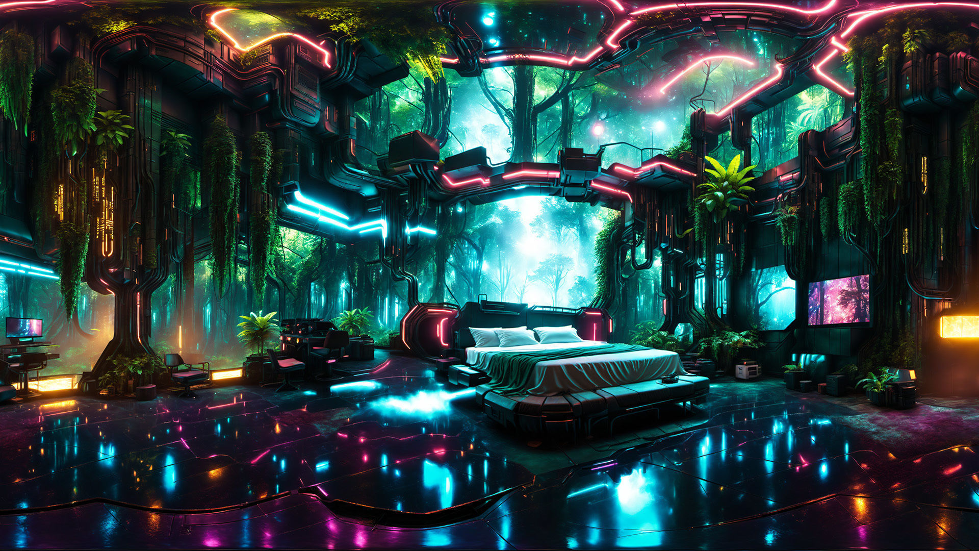 HDRI Cyberpunk Indoor Panoramas Low-poly 3D model_9