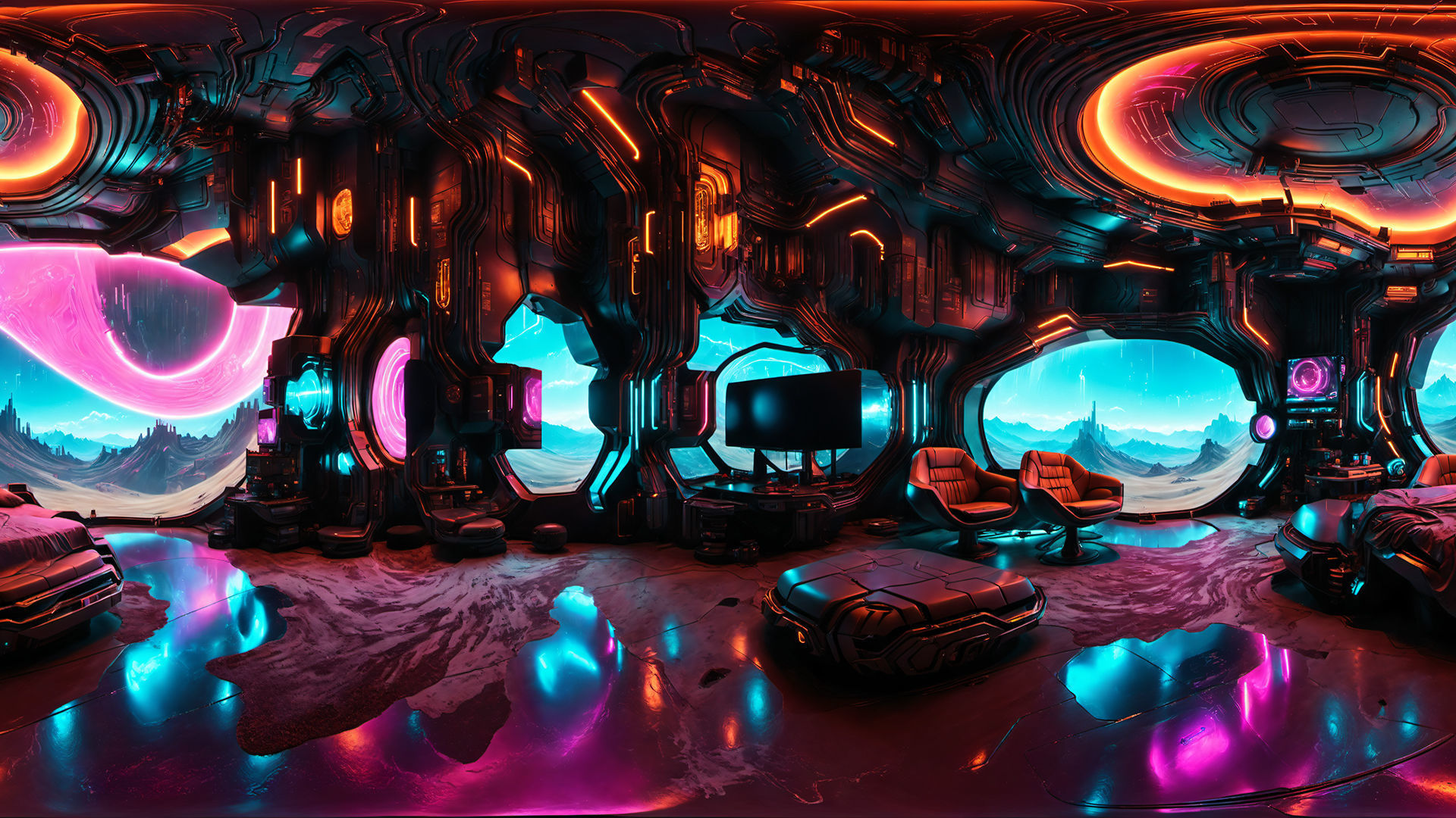 HDRI Cyberpunk Indoor Panoramas Low-poly 3D model_11