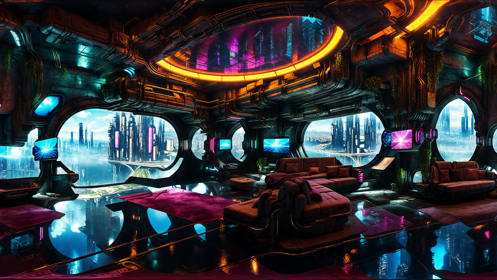 HDRI Cyberpunk Indoor Panoramas Low-poly 3D model_4