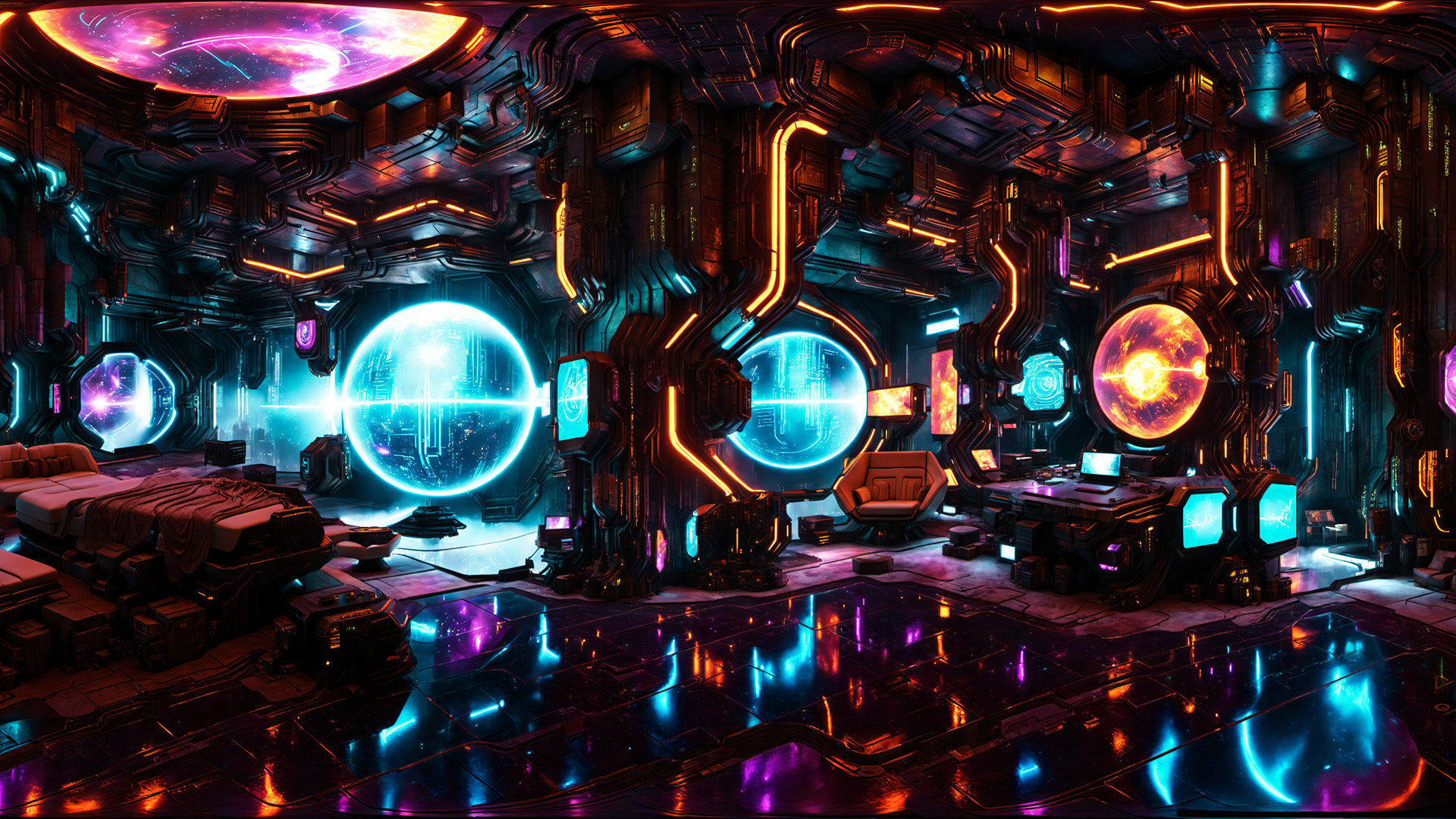 HDRI Cyberpunk Indoor Panoramas Low-poly 3D model_1