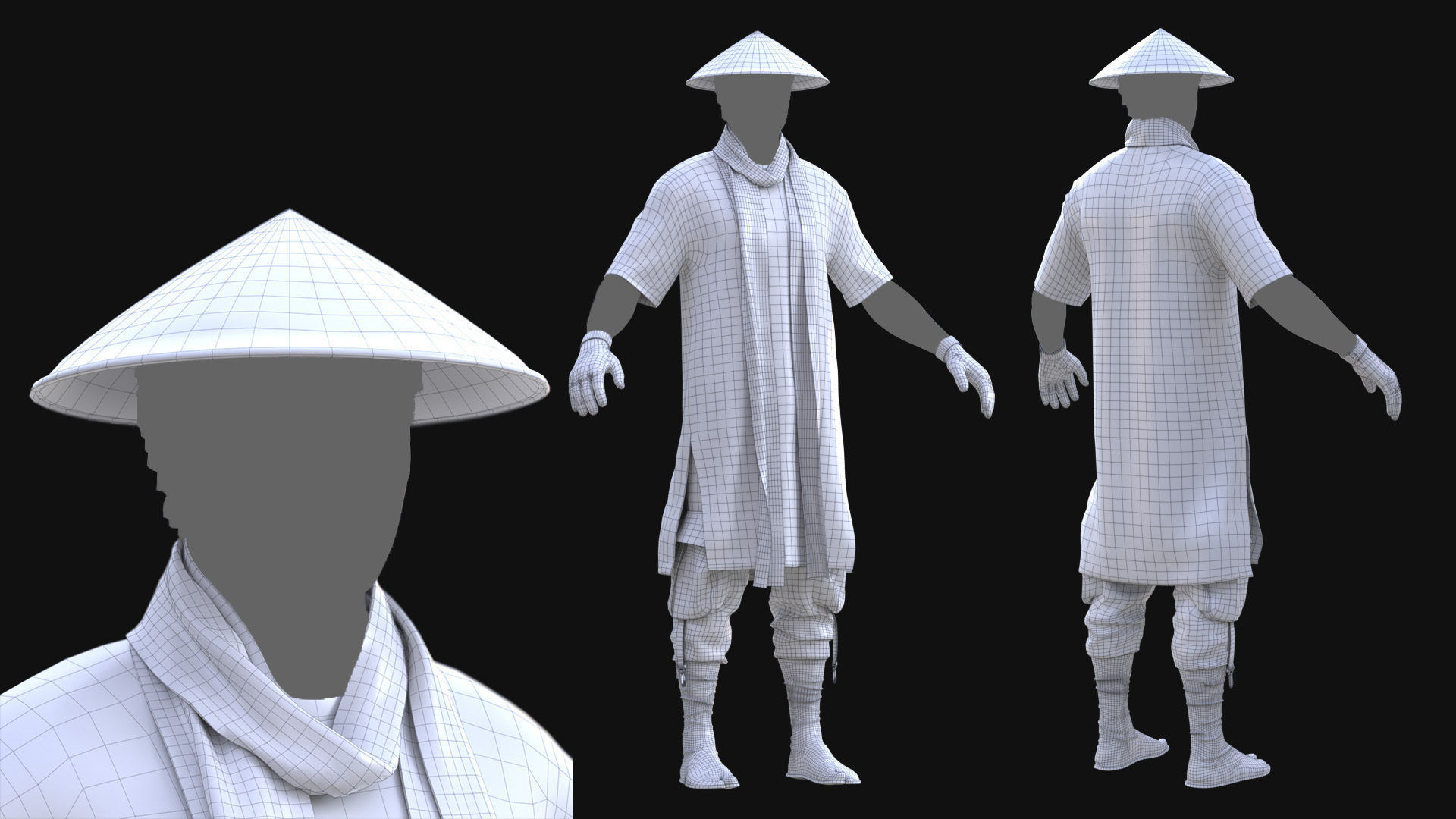 Male Warrior Outfit 1 Low-poly 3D model_7