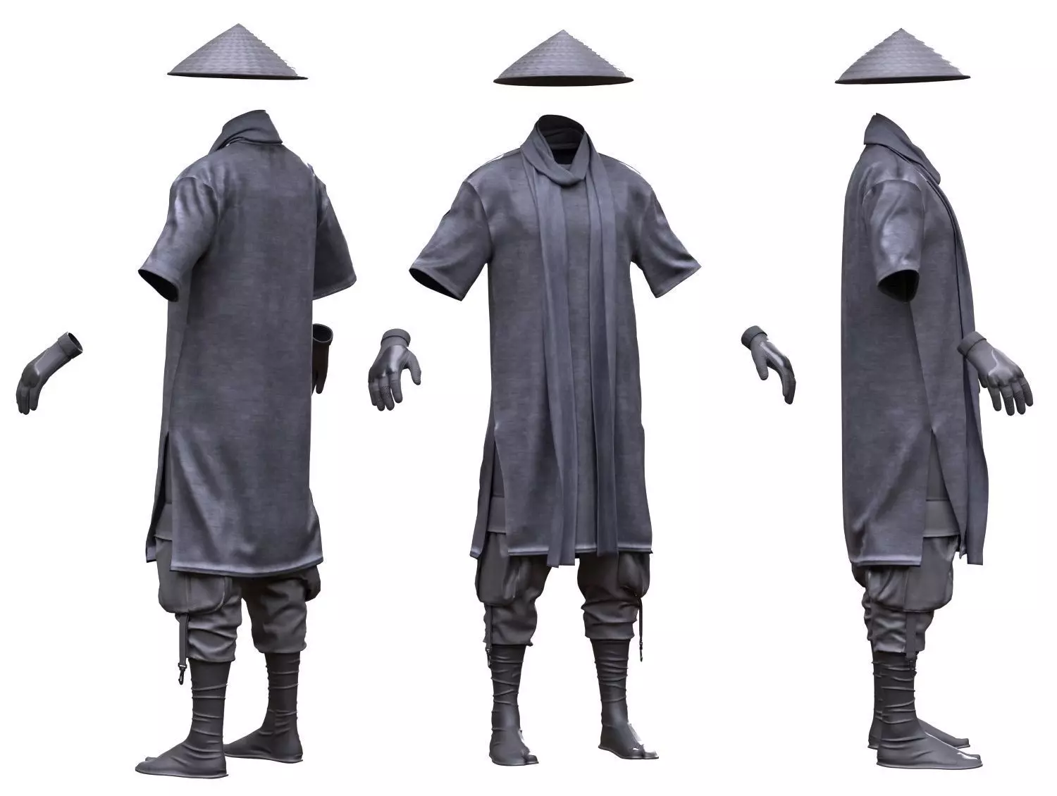 Male Warrior Outfit 1 Low-poly 3D model_0