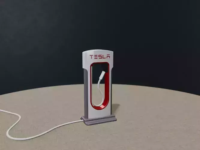 Tesla Supercharger V3 multipart phone cable holder 3D print model