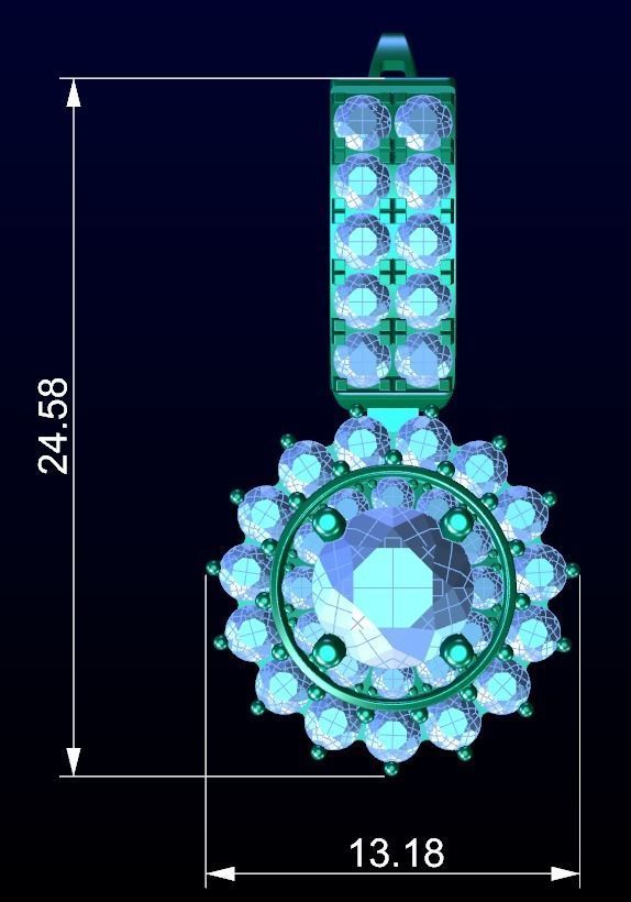 Diamond Halo Dangle Earrings 2 3D print model_5