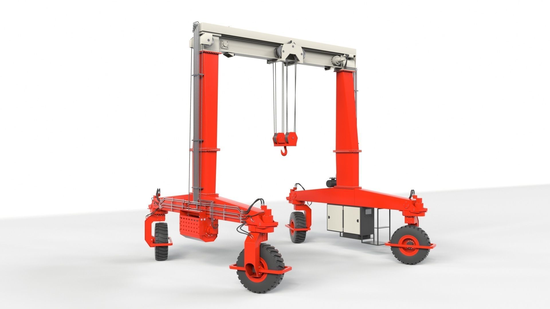Rubber Tired Gantry Crane Lift 3D model_2