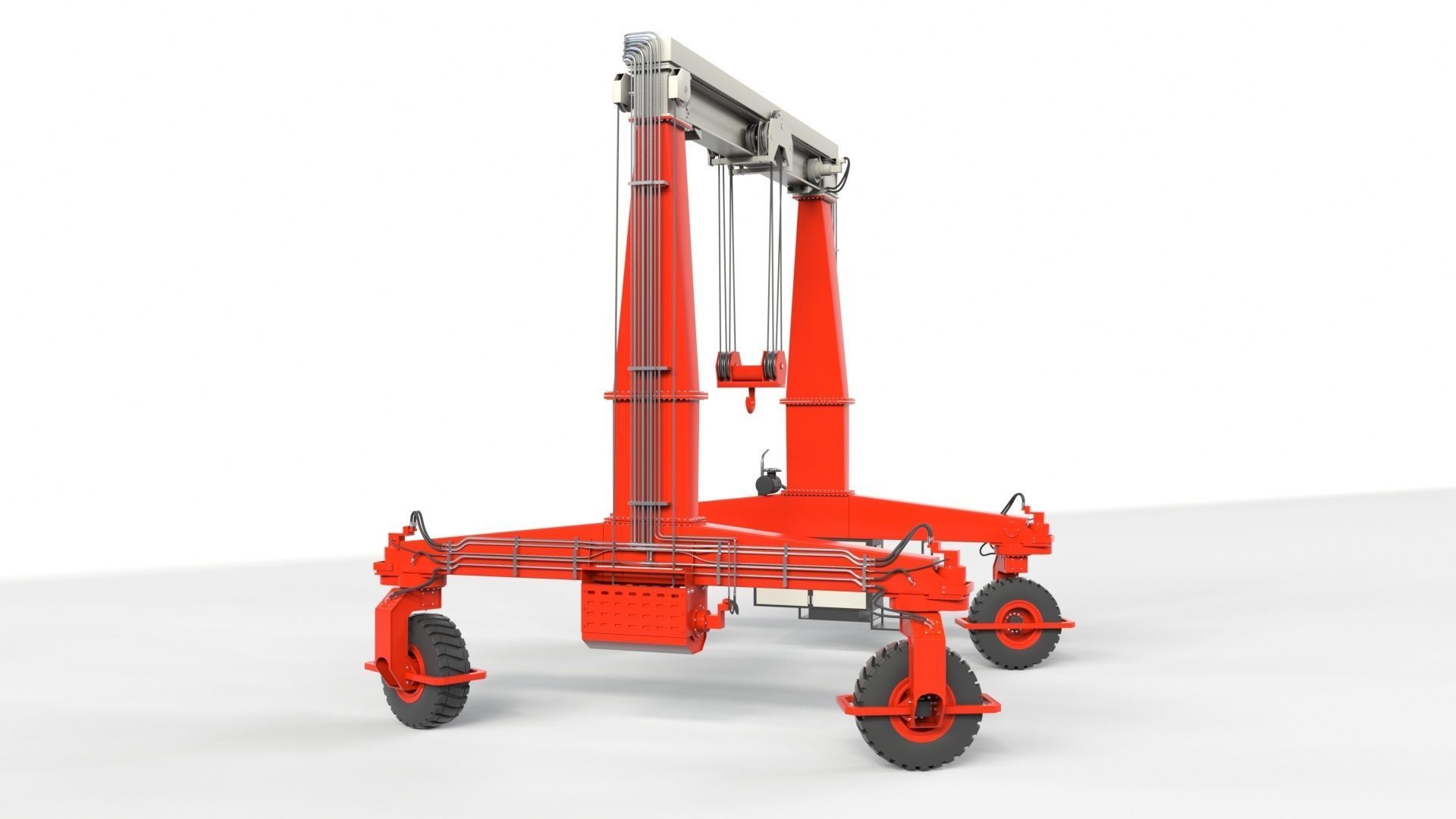 Rubber Tired Gantry Crane Lift 3D model_3