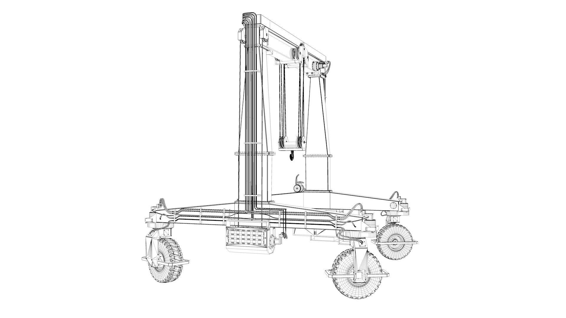 Rubber Tired Gantry Crane Lift 3D model_60