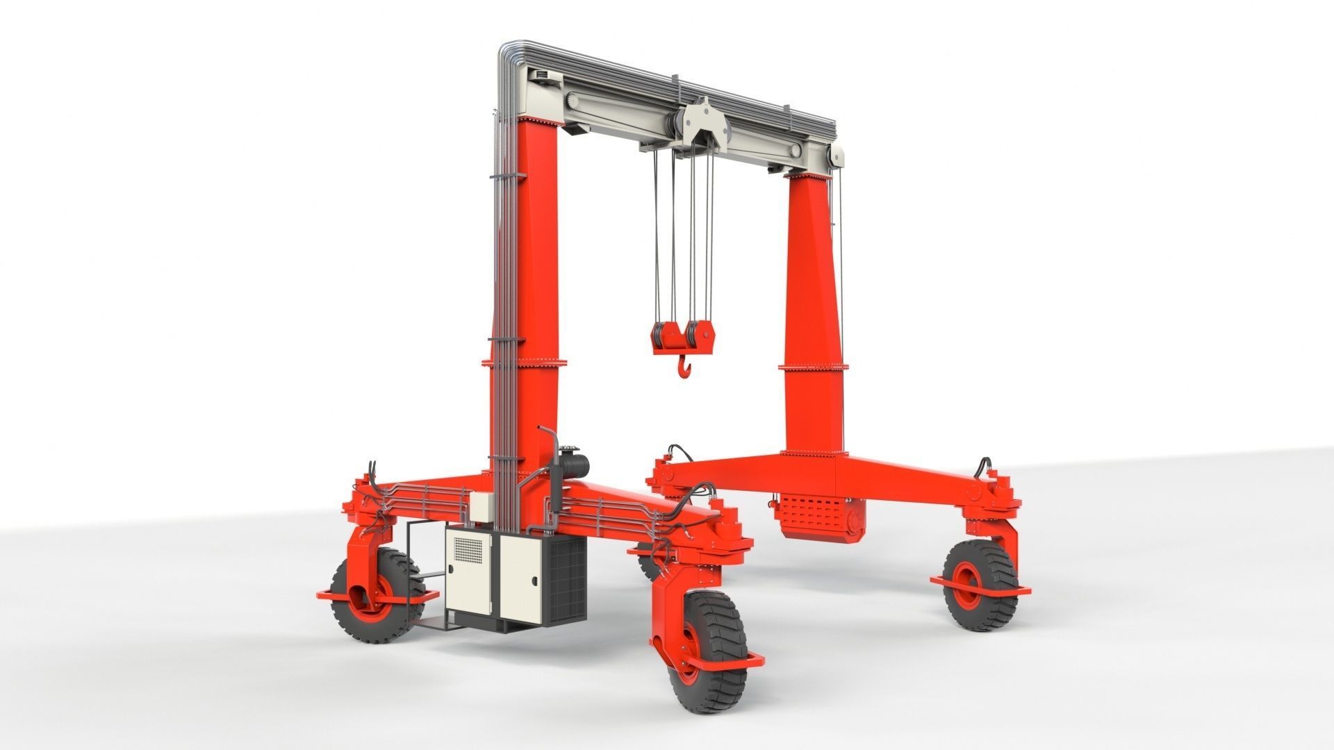 Rubber Tired Gantry Crane Lift 3D model_5