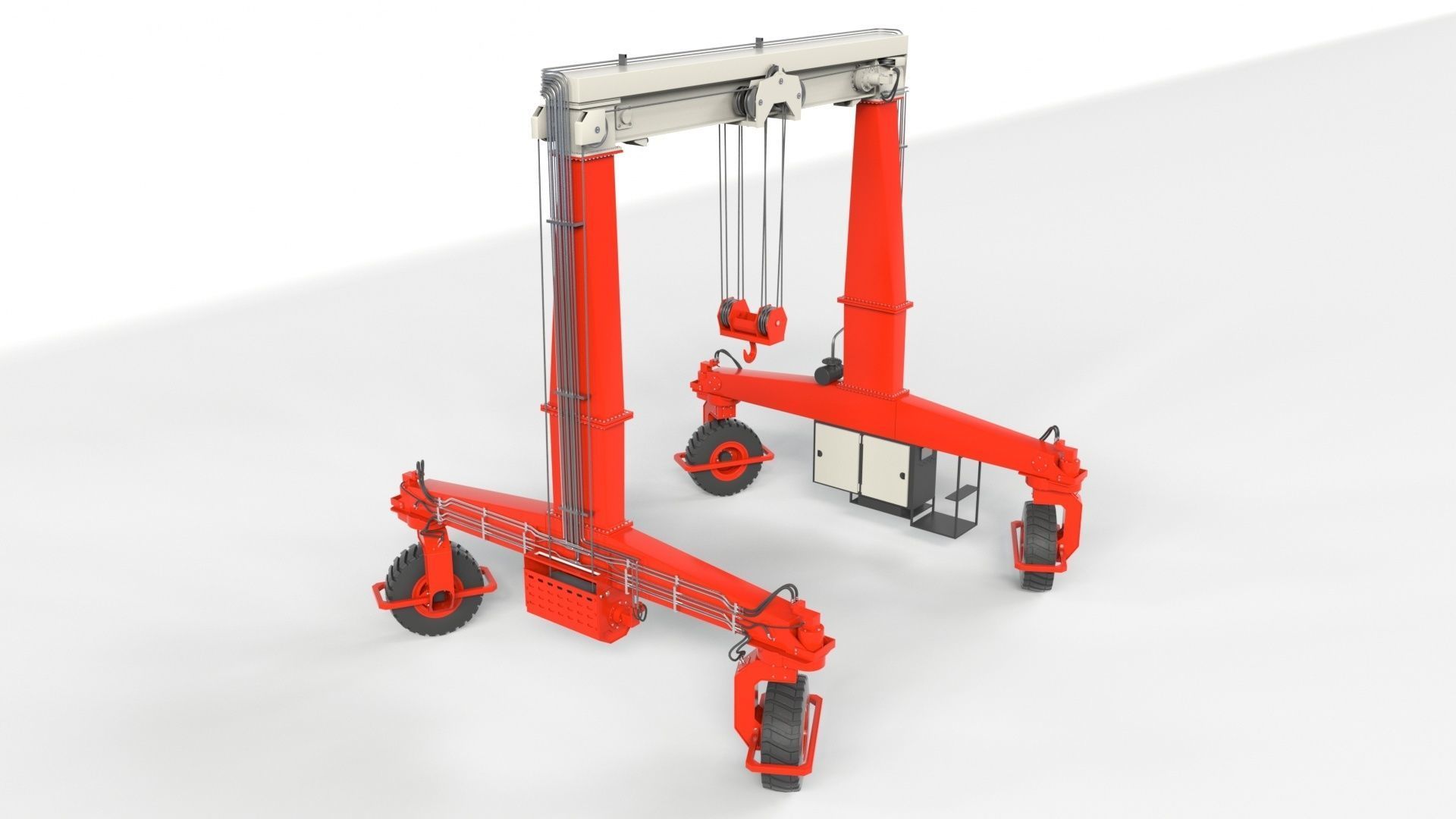 Rubber Tired Gantry Crane Lift 3D model_16