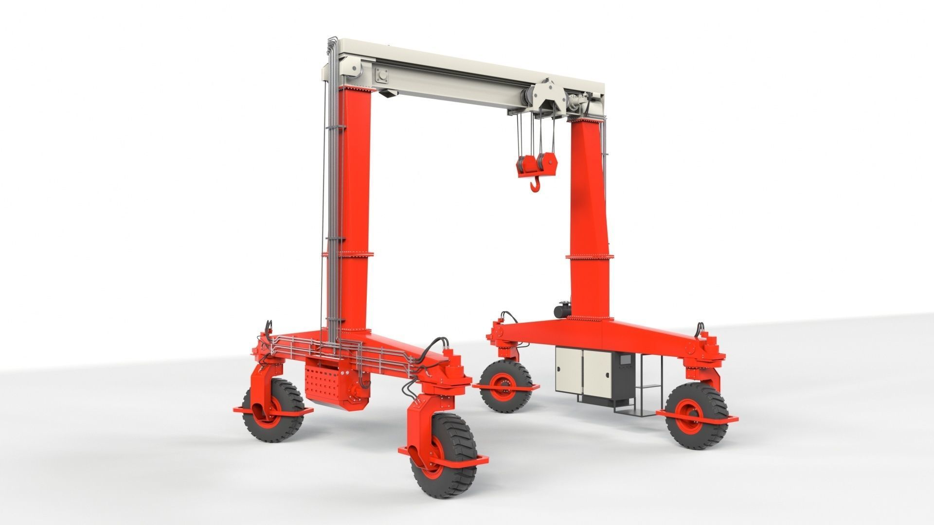 Rubber Tired Gantry Crane Lift 3D model_40