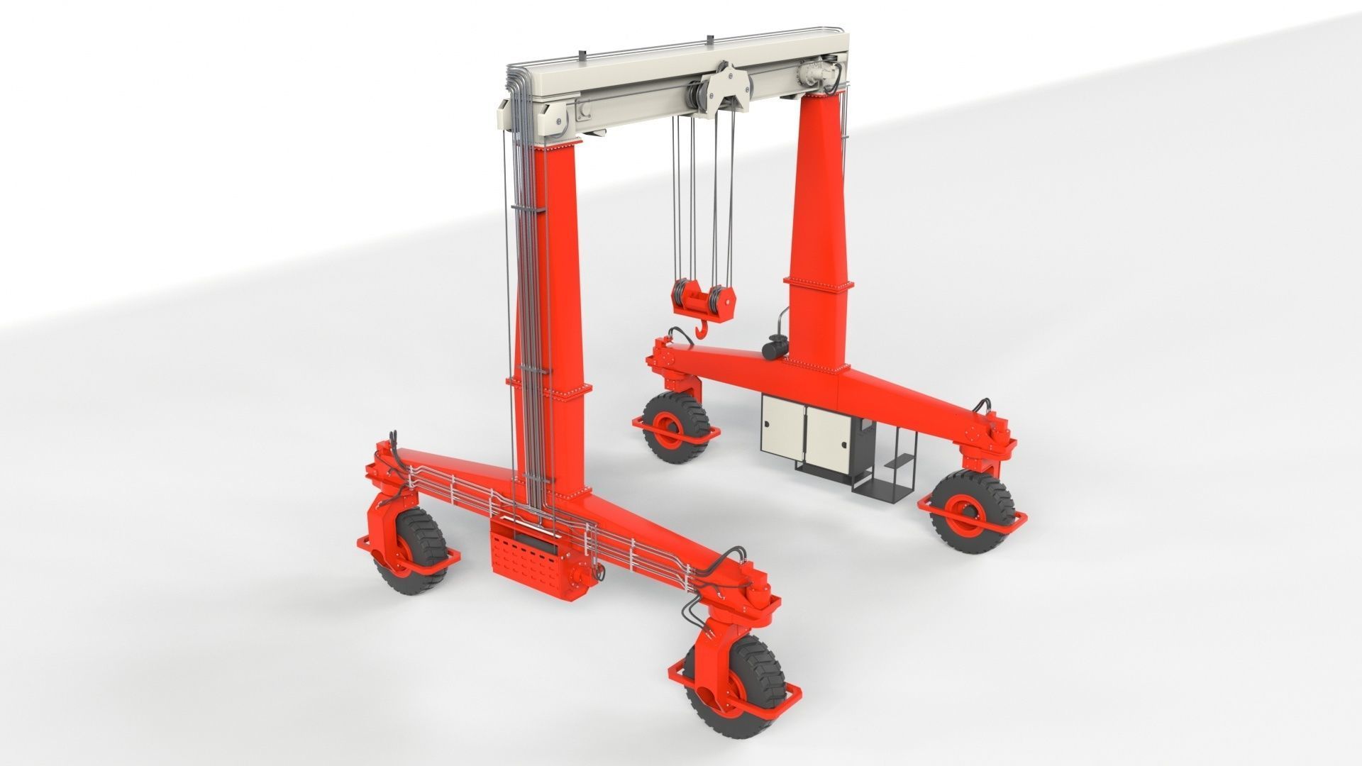 Rubber Tired Gantry Crane Lift 3D model_8