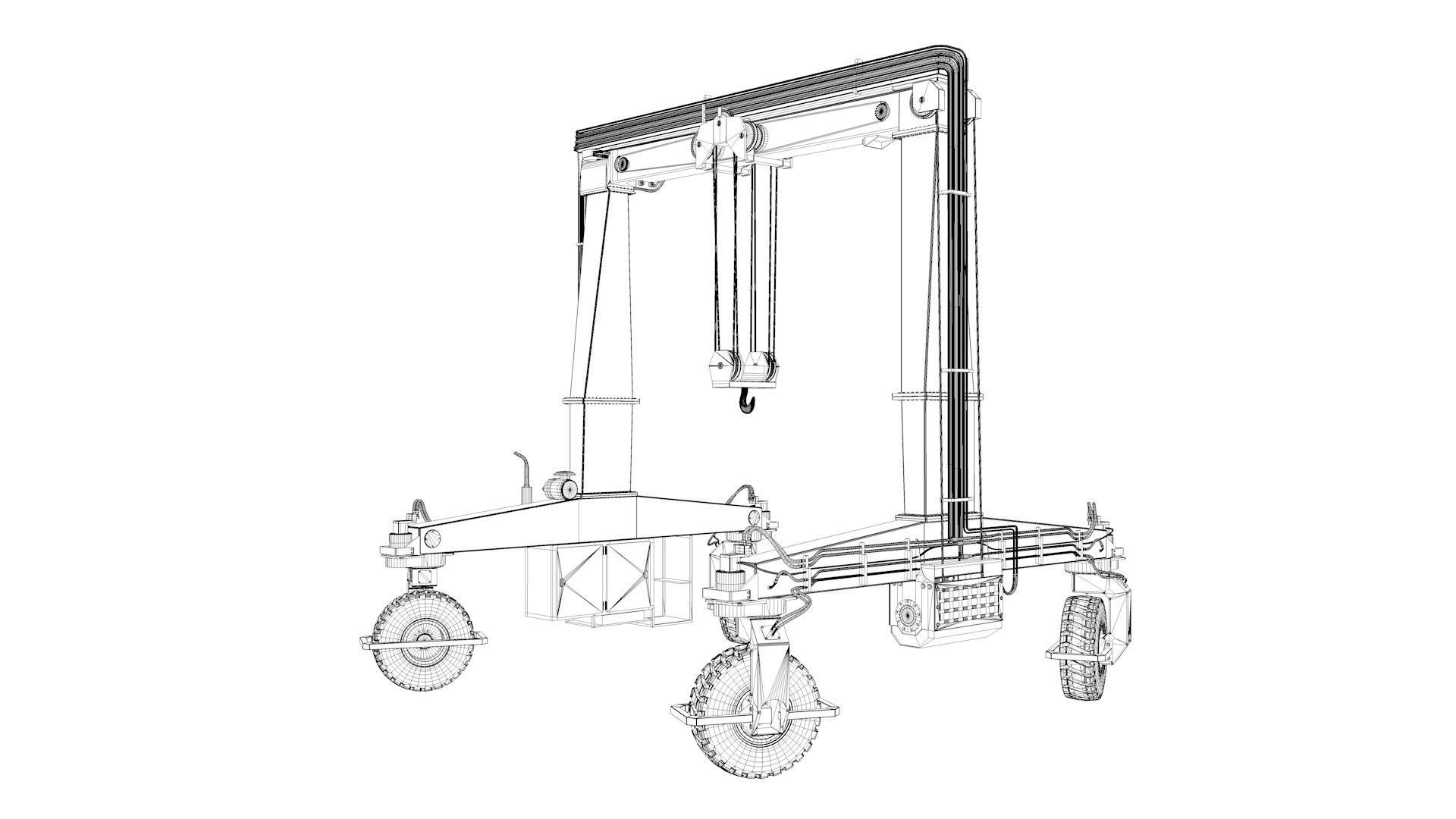 Rubber Tired Gantry Crane Lift 3D model_61