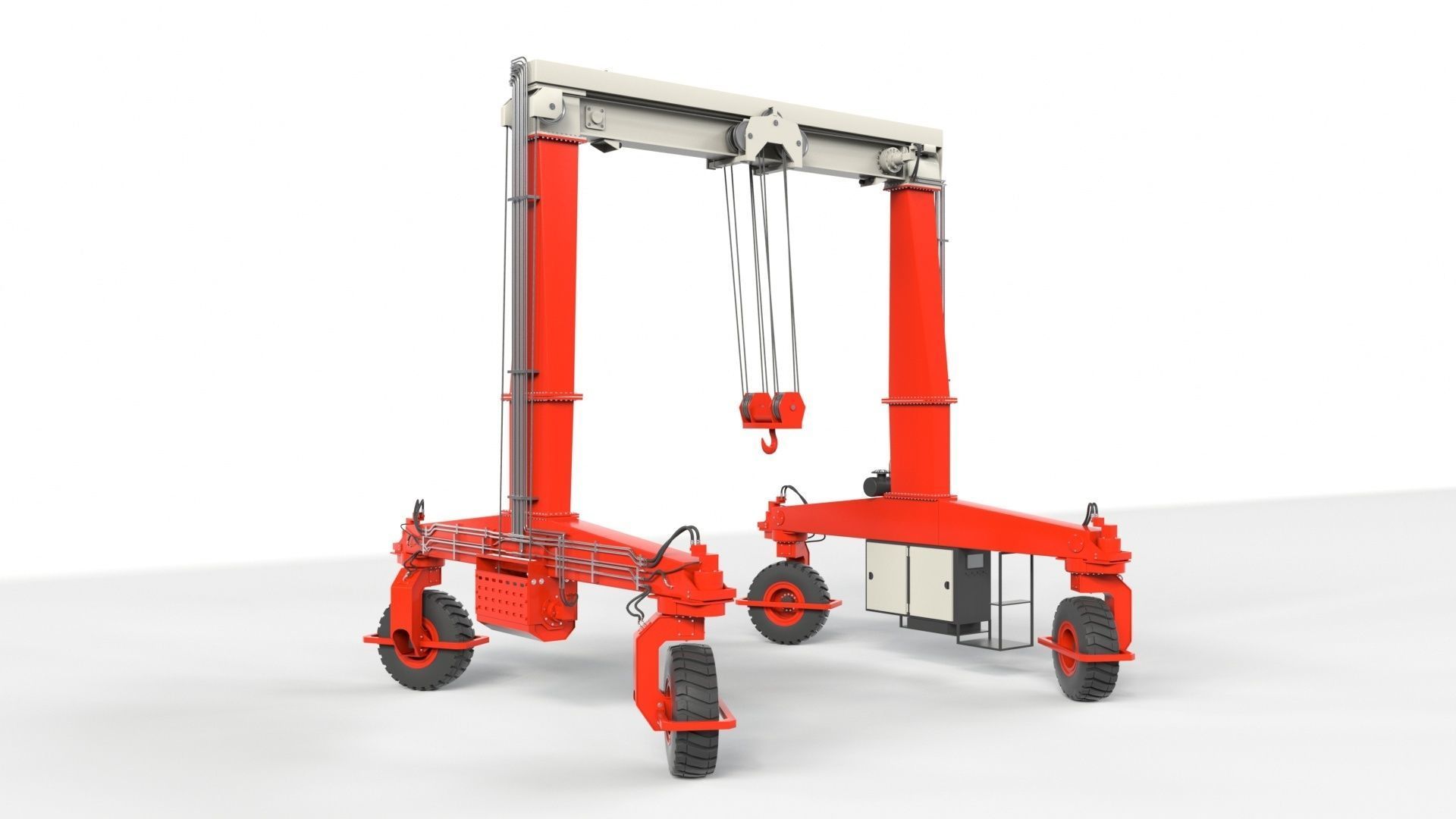 Rubber Tired Gantry Crane Lift 3D model_33