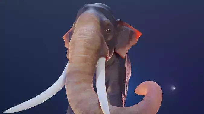 Realistic 3D Elephant with Tusks