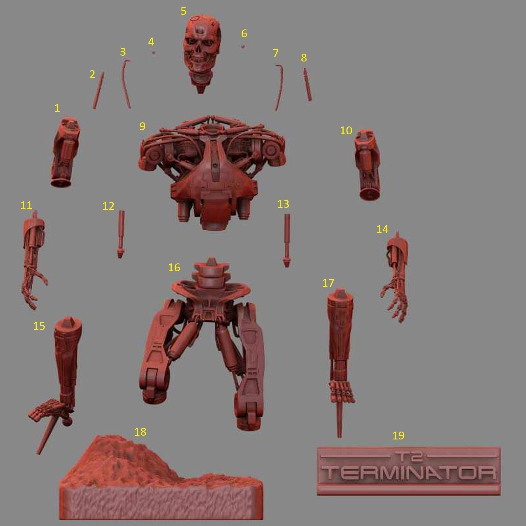 T-800 T2 TERMINATOR High Detal 3D print model_2