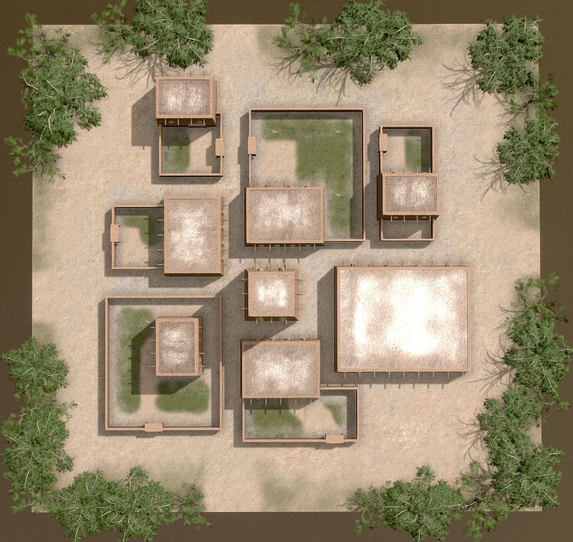 Eastern Village Low-poly 3D model_1