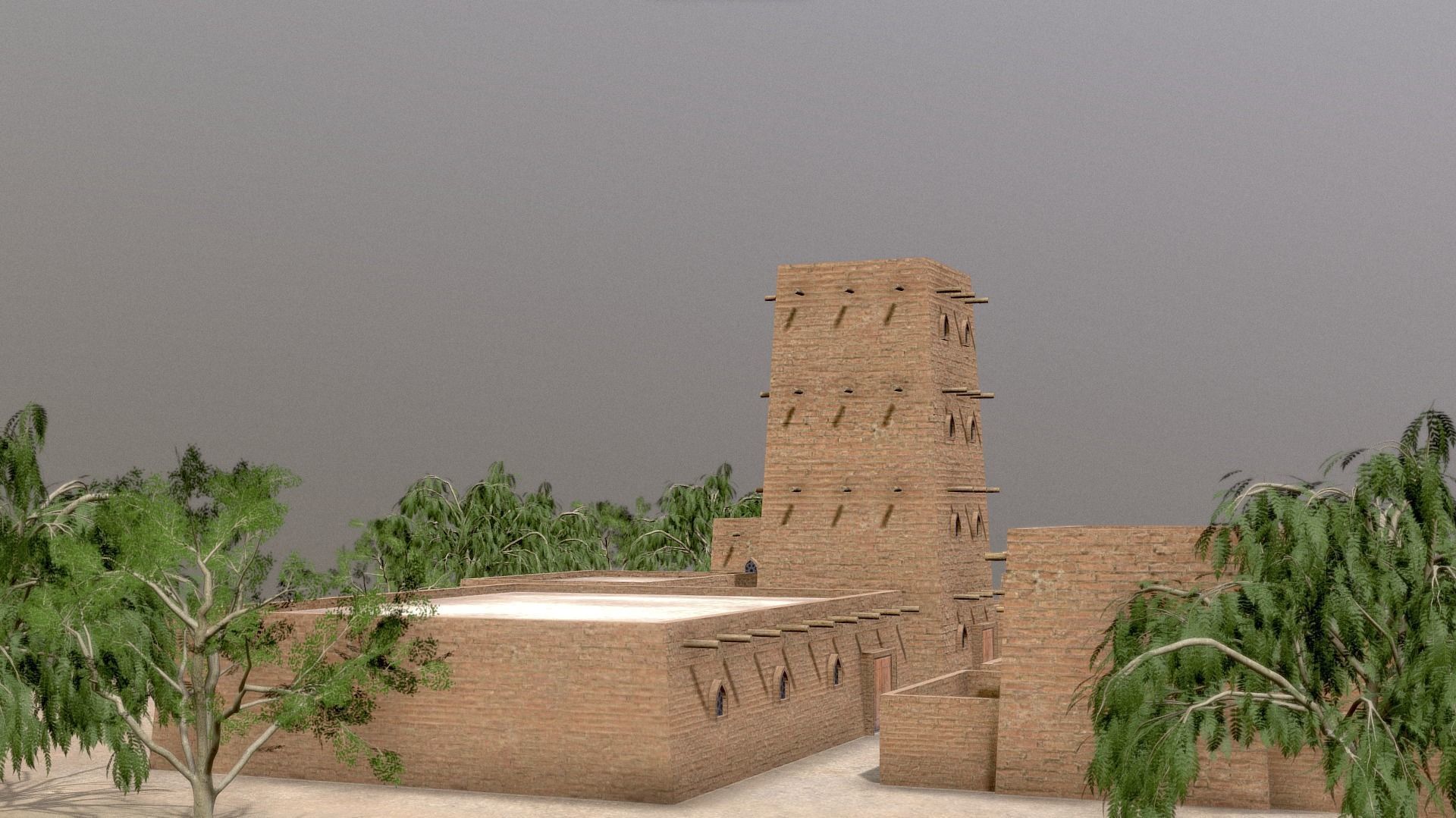 Eastern Village Low-poly 3D model_2