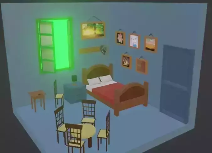 3d cartoonish bed room