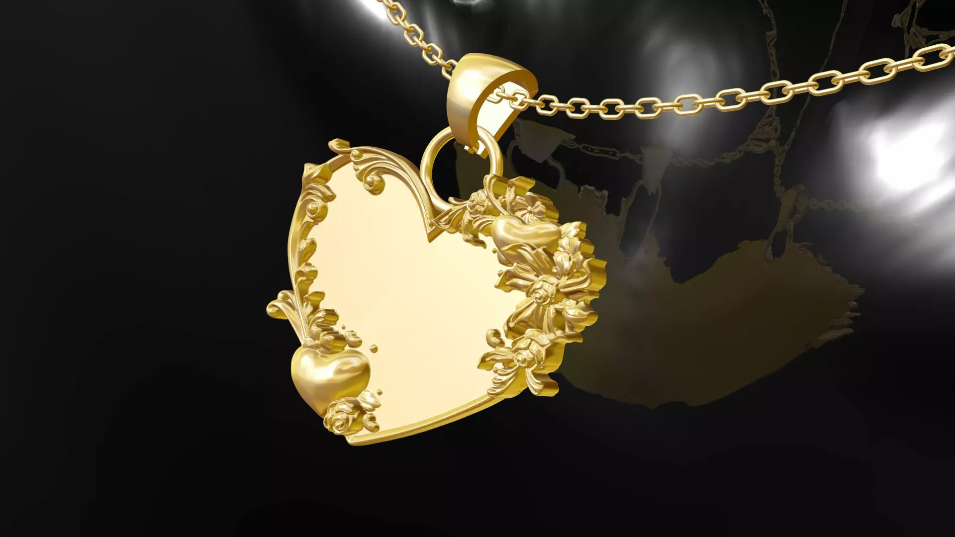Heart Gold Pendant Jewelry 3D print model