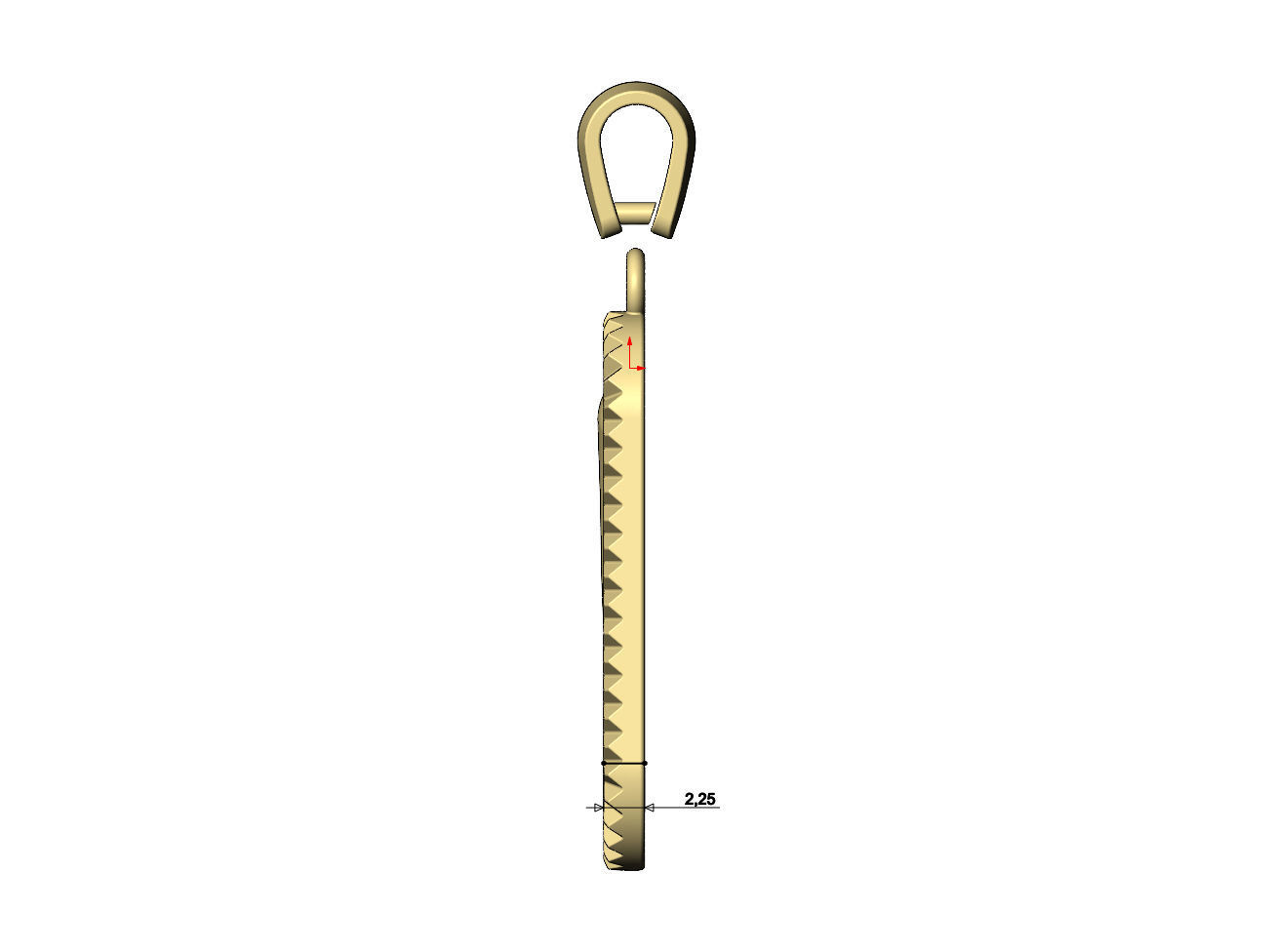 Fluted bezel oblong italian horn pendant with bail 3D print model_8