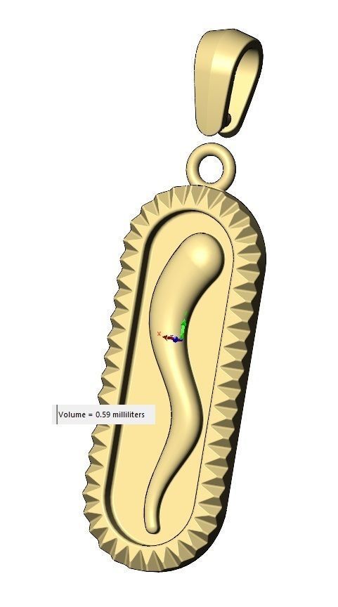 Fluted bezel oblong italian horn pendant with bail 3D print model_11