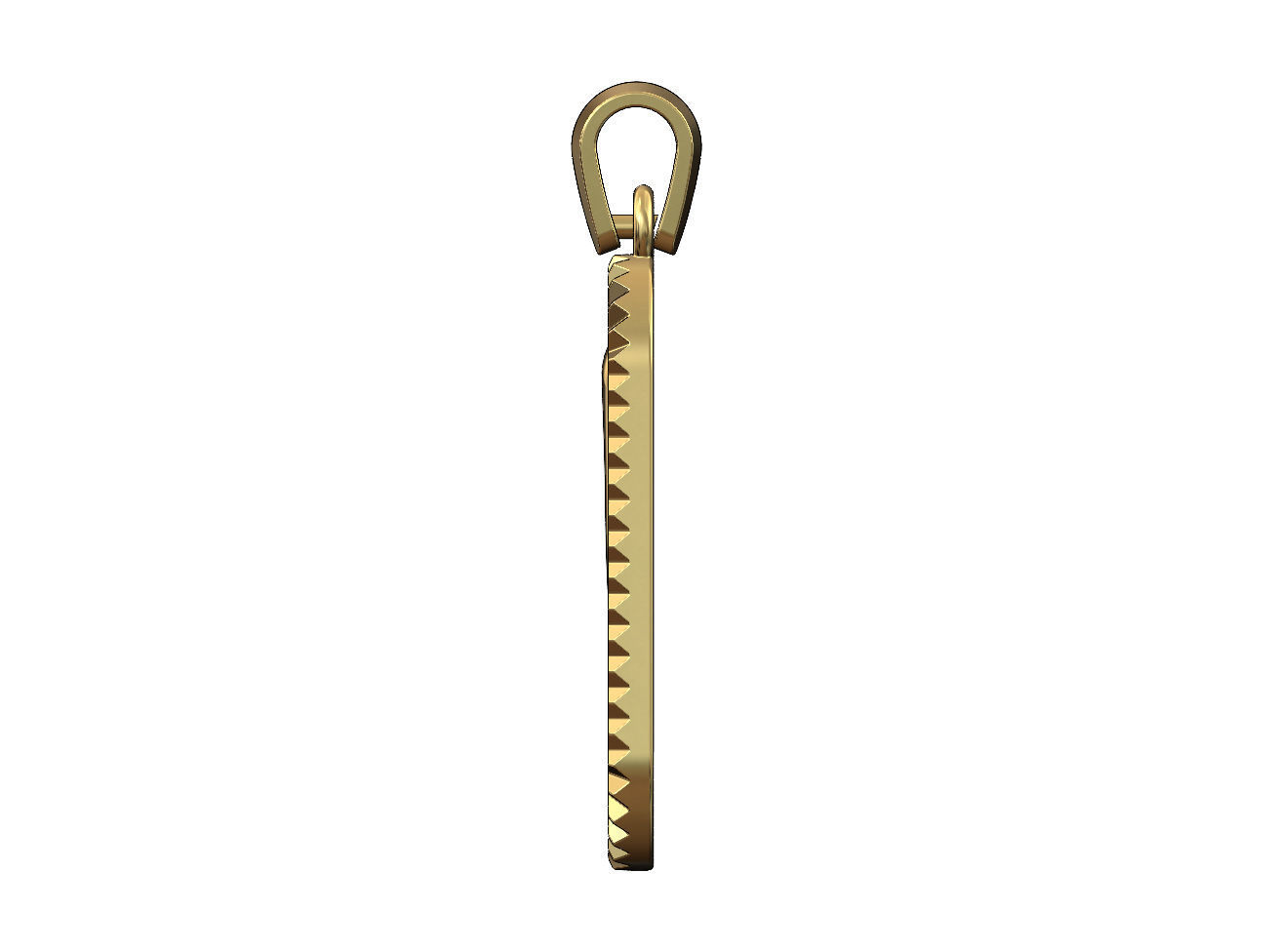 Fluted bezel oblong italian horn pendant with bail 3D print model_2