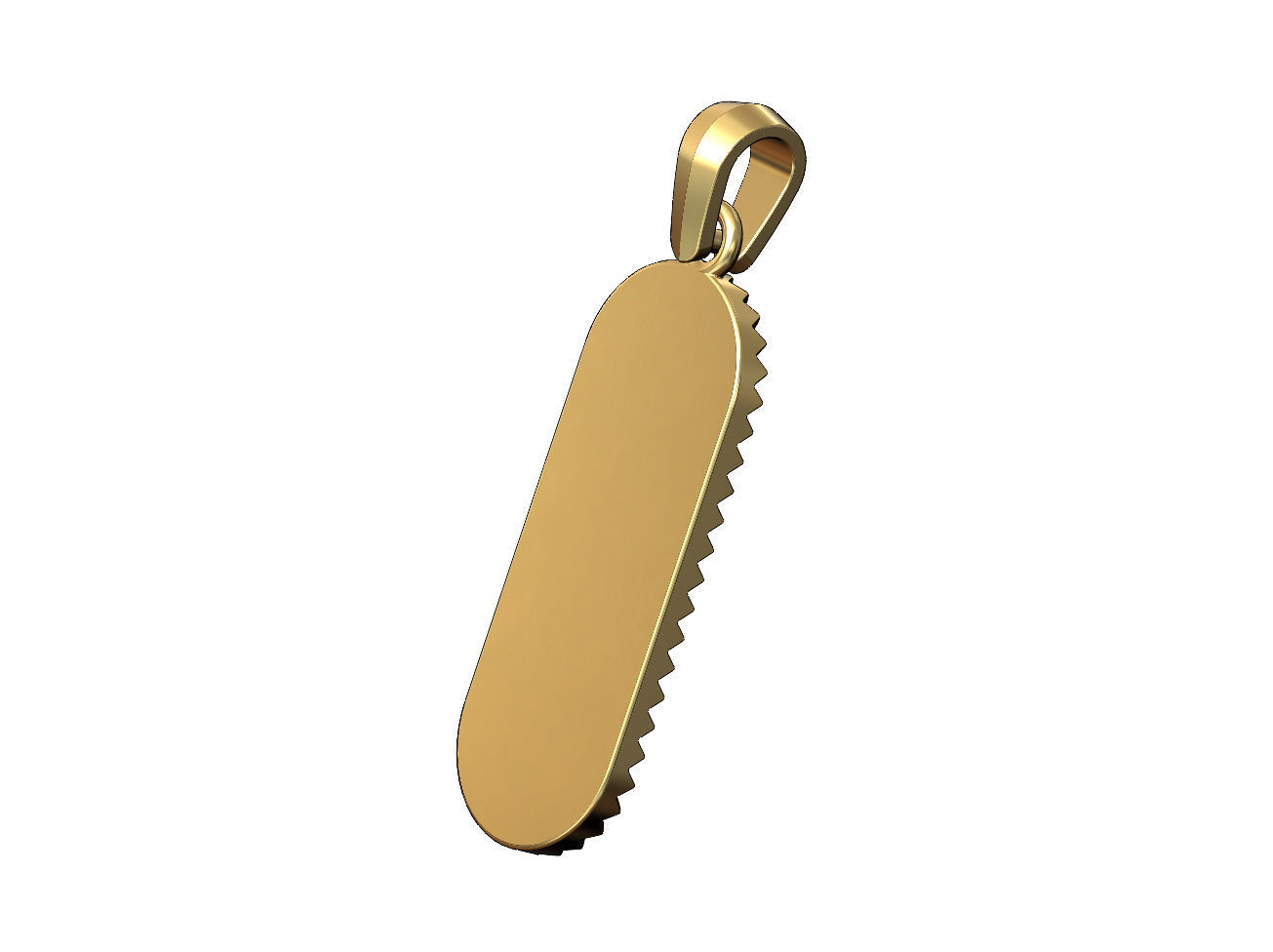 Fluted bezel oblong italian horn pendant with bail 3D print model_4