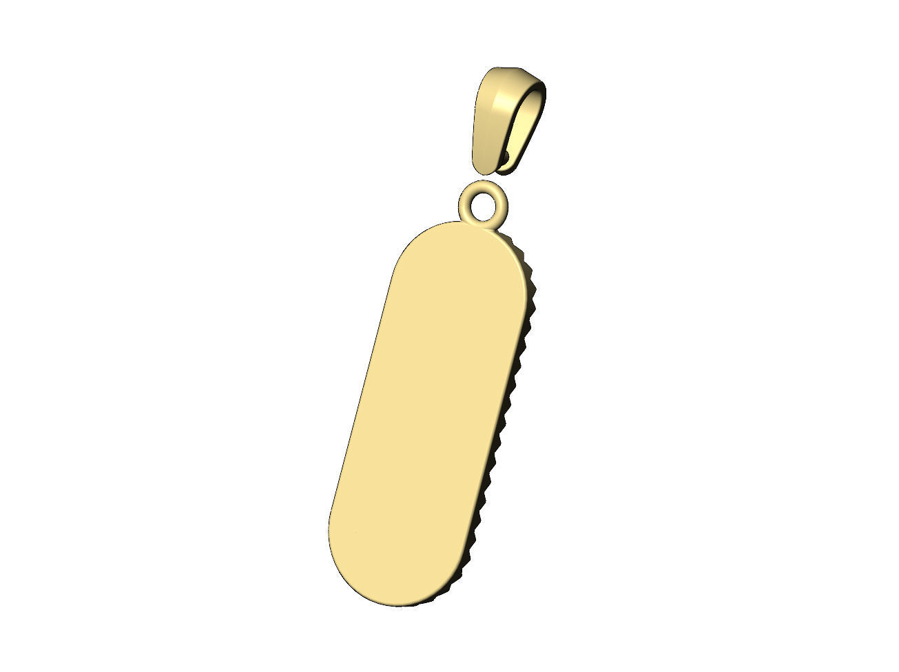 Fluted bezel oblong italian horn pendant with bail 3D print model_10