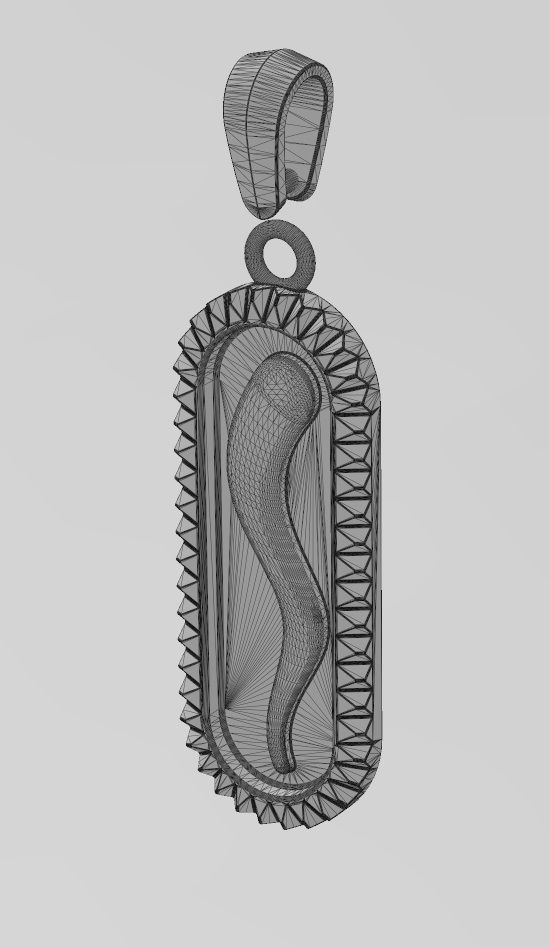 Fluted bezel oblong italian horn pendant with bail 3D print model_12