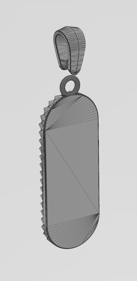 Fluted bezel oblong italian horn pendant with bail 3D print model_13