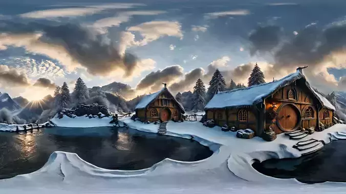 HDRI Fantasy Settlements Low-poly 3D model