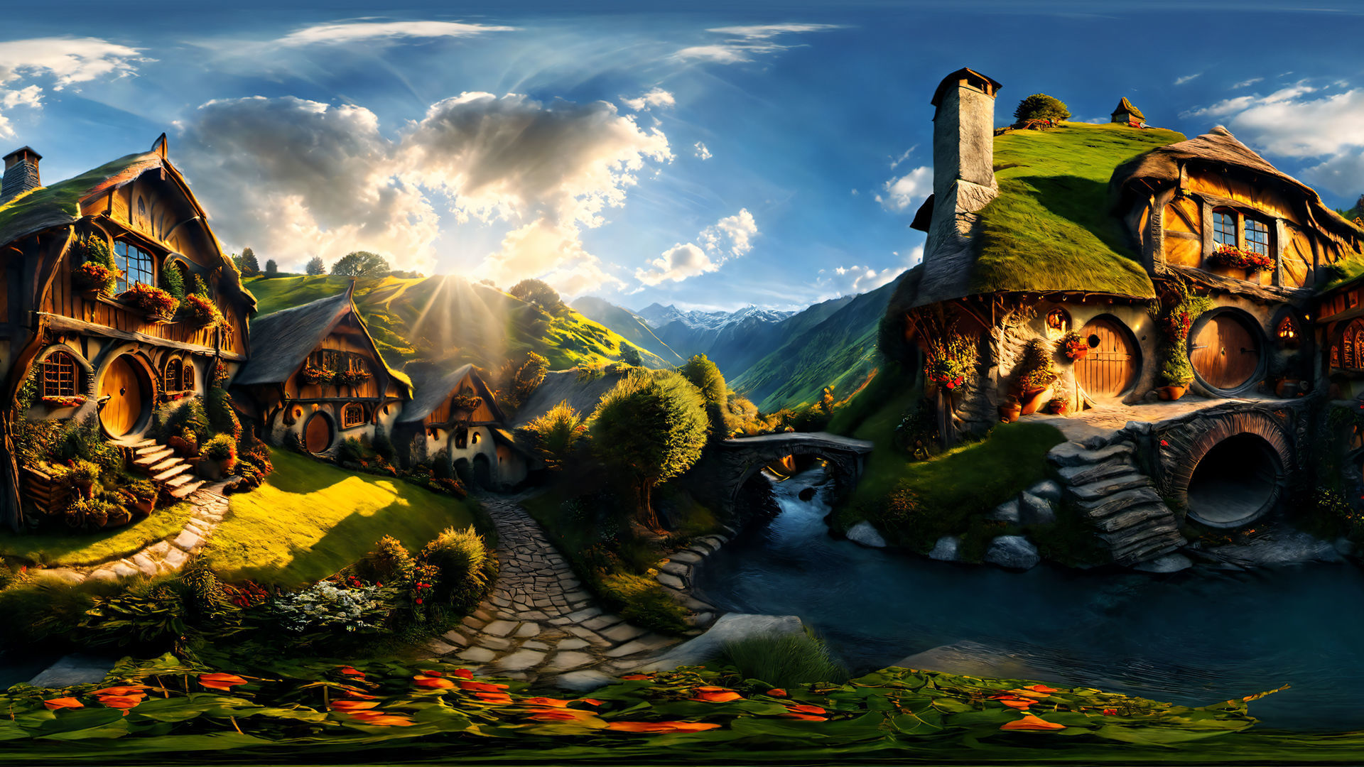 HDRI Fantasy Settlements Low-poly 3D model_5