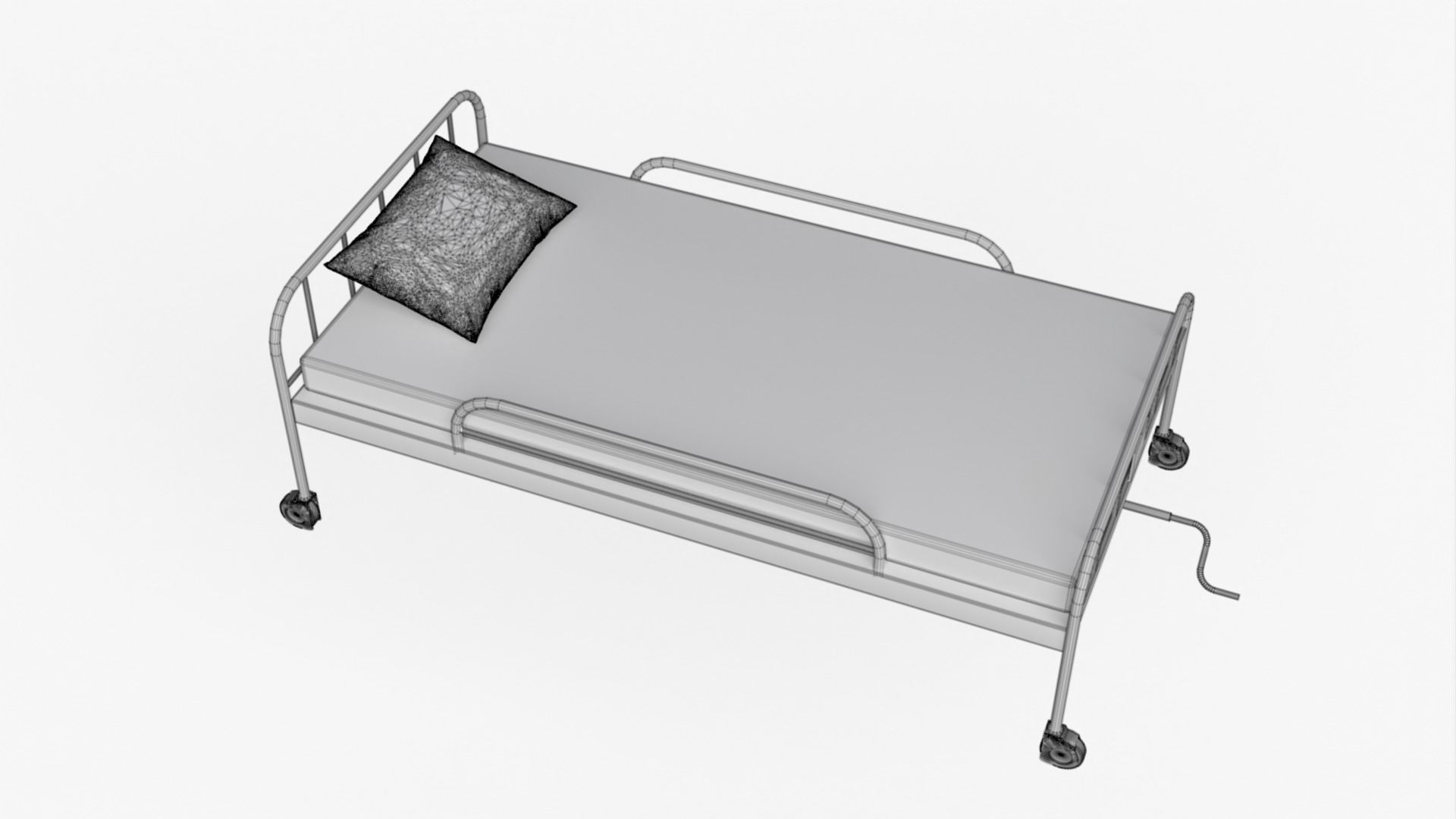 Hospital Bed Low-poly 3D model_3