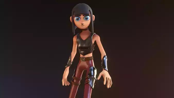 Toon Knight Girl - Rigged and Animated
