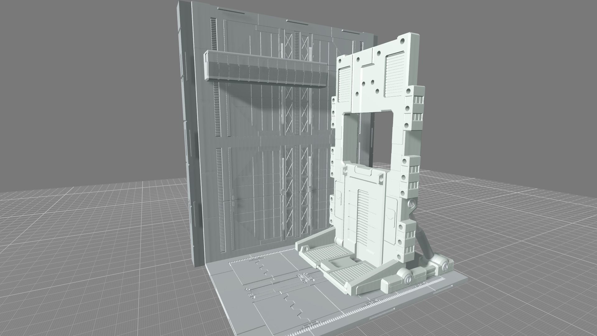 MHB08OF-Classic Mech Hangar Platform Deck Fixture 3D print model_1