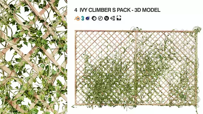 Wood Mesh Wall with Ivy Climber